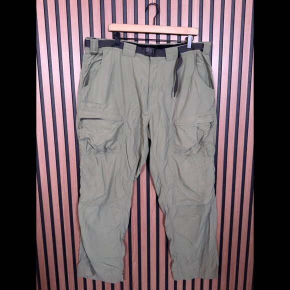 ExOfficio Pants XL x 30 Mens Green Cargo Hiking 100% Nylon Belt Buckle - Picture 1 of 8